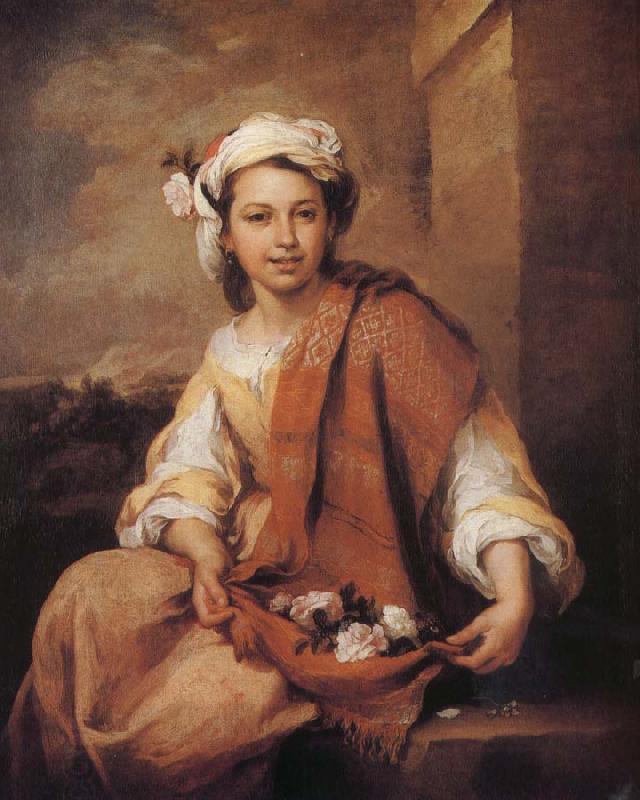 Bartolome Esteban Murillo A girl wearing a Rose China oil painting art
